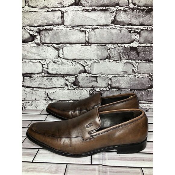 BOSS Hugo Boss Brown Leather Slip On Loafers Dress Shoes Men’s Sz 10.5M US/44EU main image 6